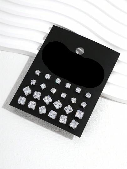 Square Crystal Performance Stud Earrings - 2pk